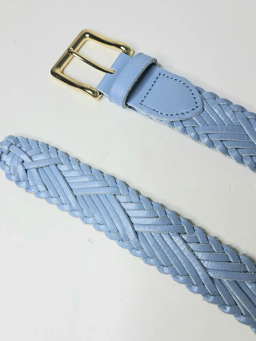 J. Crew Powder Blue Woven Braided Genuine Leather Belt